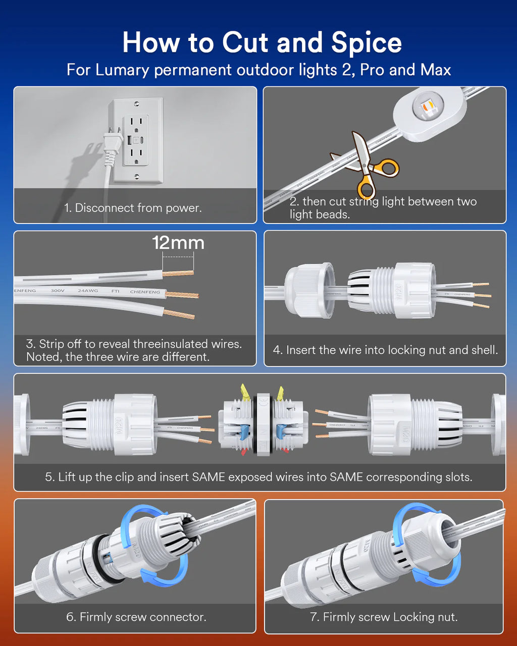Lumary Waterproof Cable Connector 2PACK