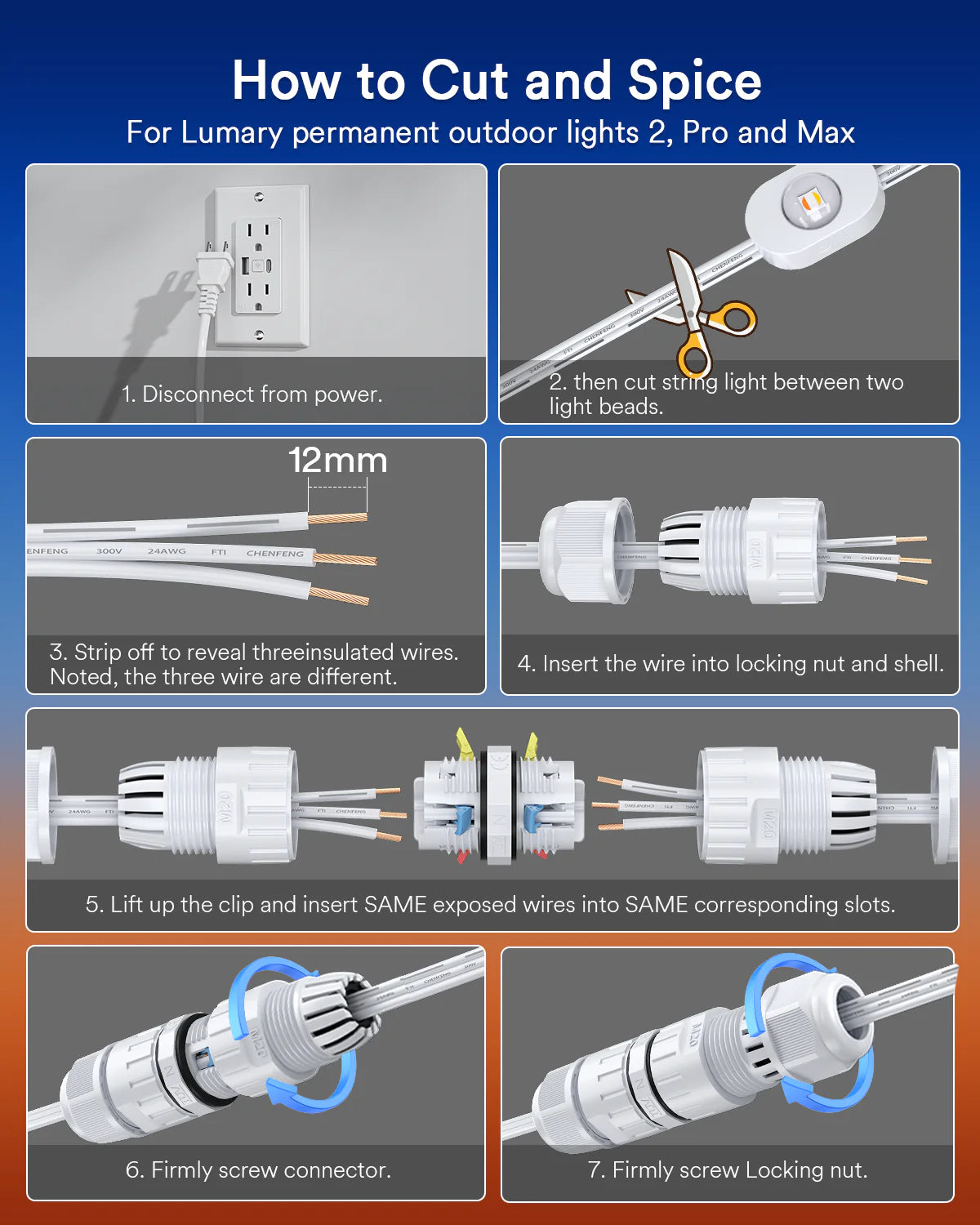 Lumary Waterproof Cable Connector 2PACK