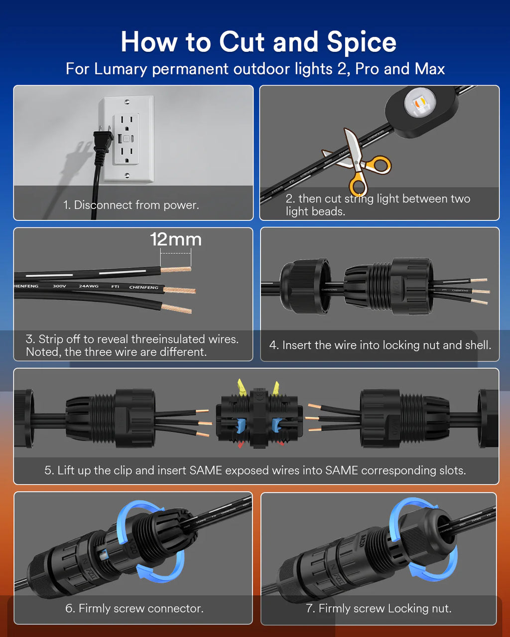 Lumary Waterproof Cable Connector 2PACK