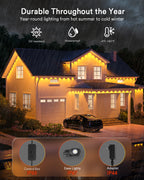 Lumary Permanent Outdoor Lights 2 with Remote, Slide-Base, 100ft with 60 RGBAI LED lights