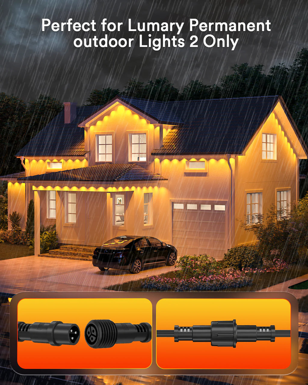 Lumary 12ft Extension Cord for Permanent Outdoor Lights 2