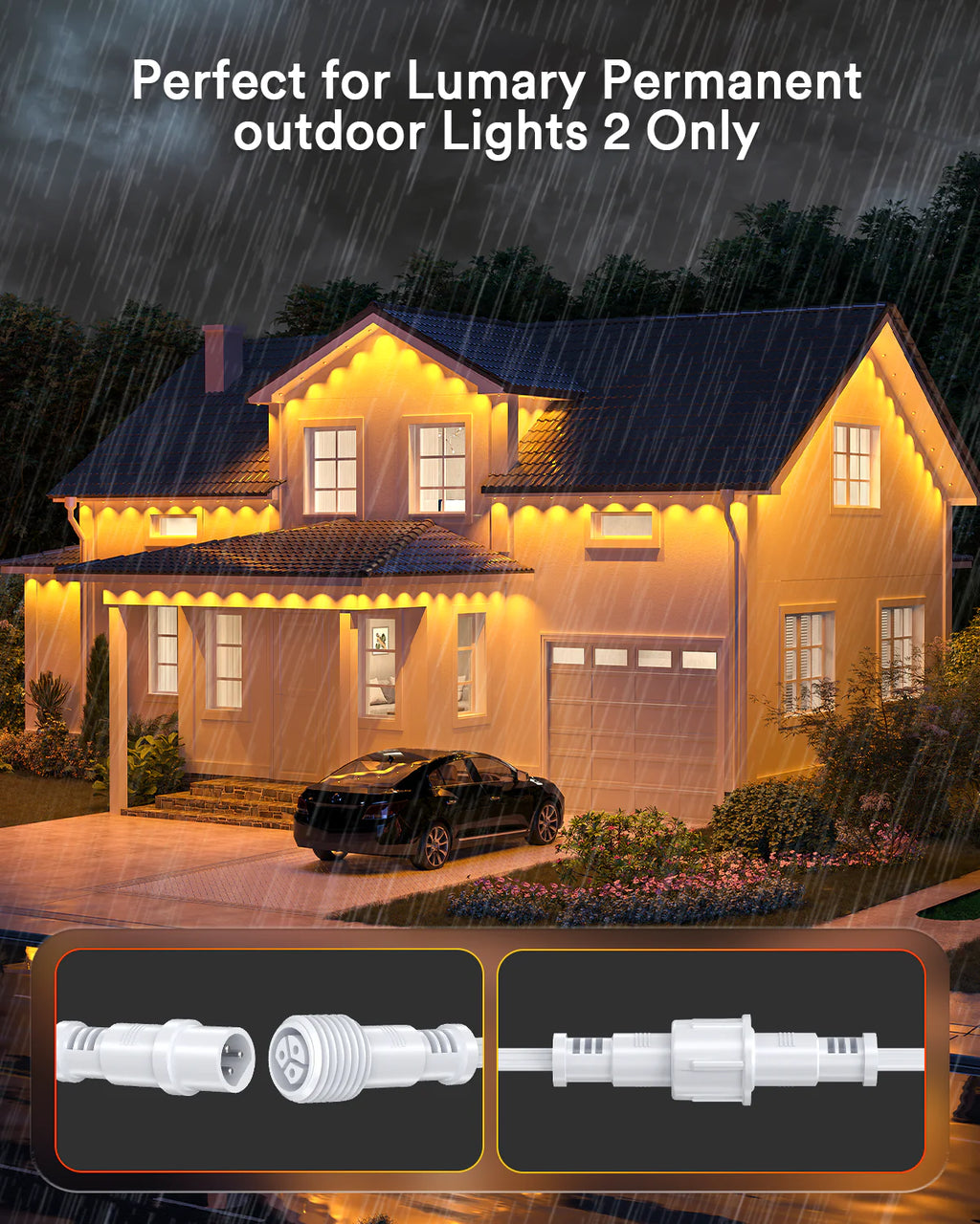 Lumary 12ft Extension Cord for Permanent Outdoor Lights 2