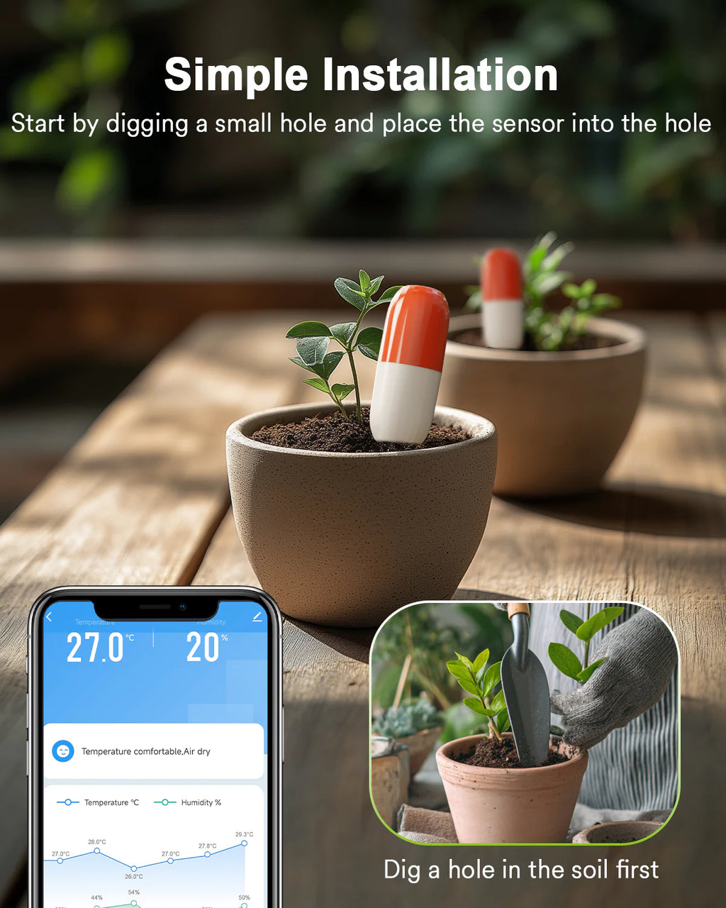 Lumary Wireless WiFi Moisture/Temperature Soil Meter