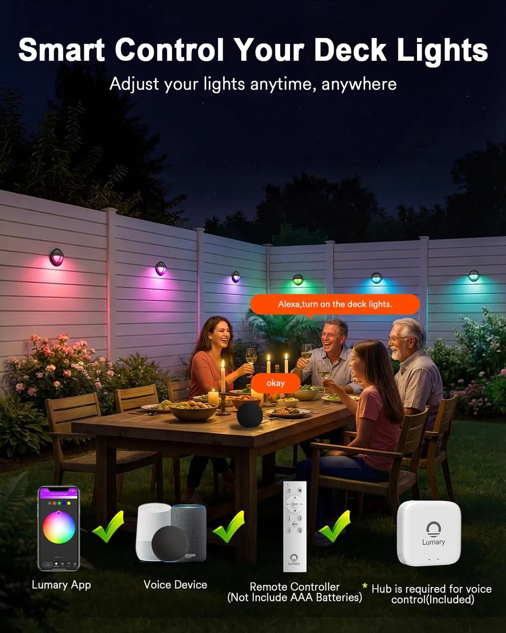 6PC Lumary Smart LED Deck Lights