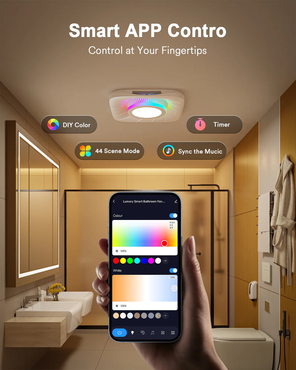 Lumary Smart WiFi Bathroom Exhaust Fan with Light