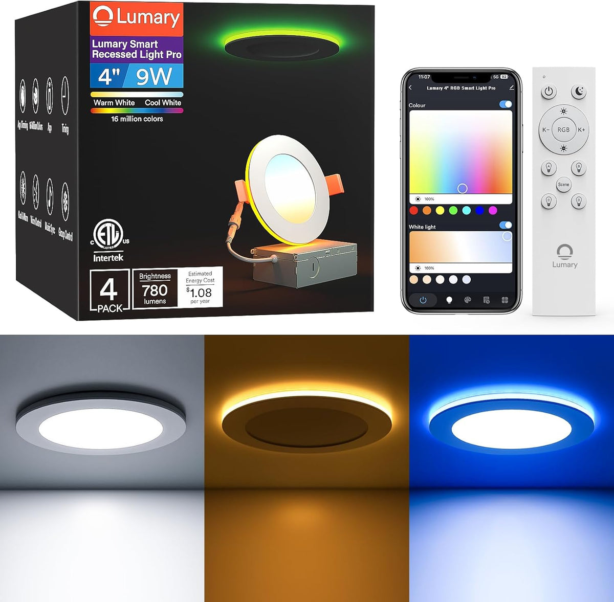 Lumary Smart Recessed Light Pro 4 Inch