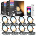 8PCS Lumary Wi-Fi Smart Ultra-thin Recessed Lighting Black 4 inch  (With Remote Controller)