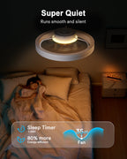 Lumary Smart Ceiling Fan Light with 2200K Nightlight, WiFi & Bluetooth Low Profile Ceiling Fan with Light Remote for Bedroom, RGBAI & 42 Scenes Mode, Flush Mount Easy to Install, 5000 LM, 19in