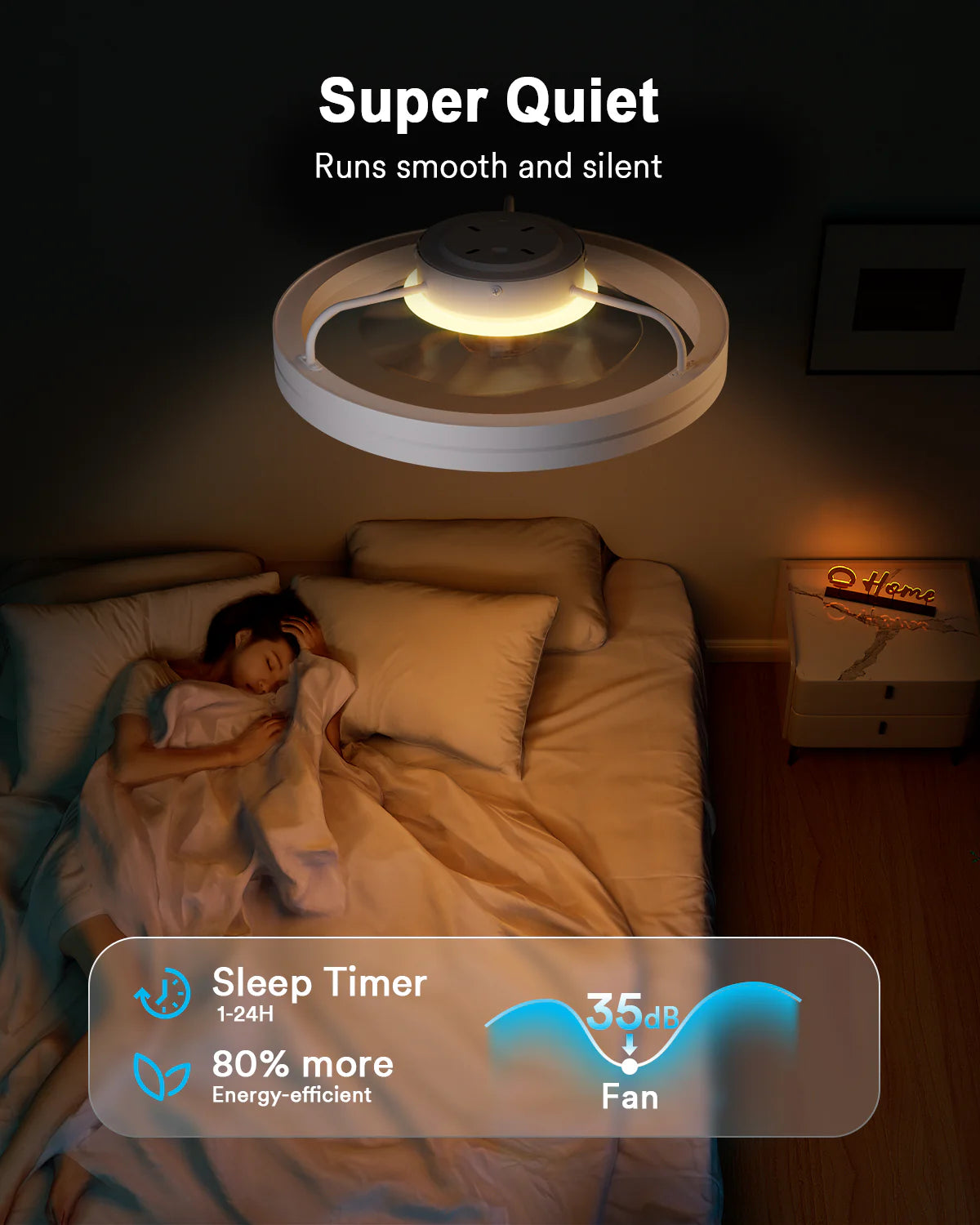 Lumary Smart Ceiling Fan Light with 2200K Nightlight, WiFi & Bluetooth Low Profile Ceiling Fan with Light Remote for Bedroom, RGBAI & 42 Scenes Mode, Flush Mount Easy to Install, 5000 LM, 19in
