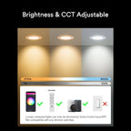 4PCS Lumary Wi-Fi Smart Ultra-Thin Baffle Trim Recessed Lighting 6inch (With Remote
