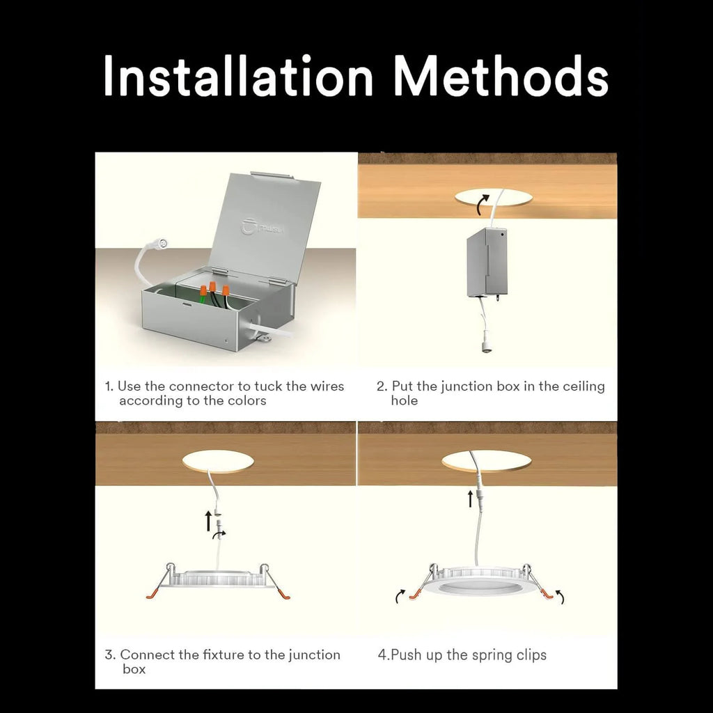 4PCs Lumary Wi-Fi Smart Ultra-Thin Baffle Trim Recessed Lighting 4inch (With Remote Cotroller)