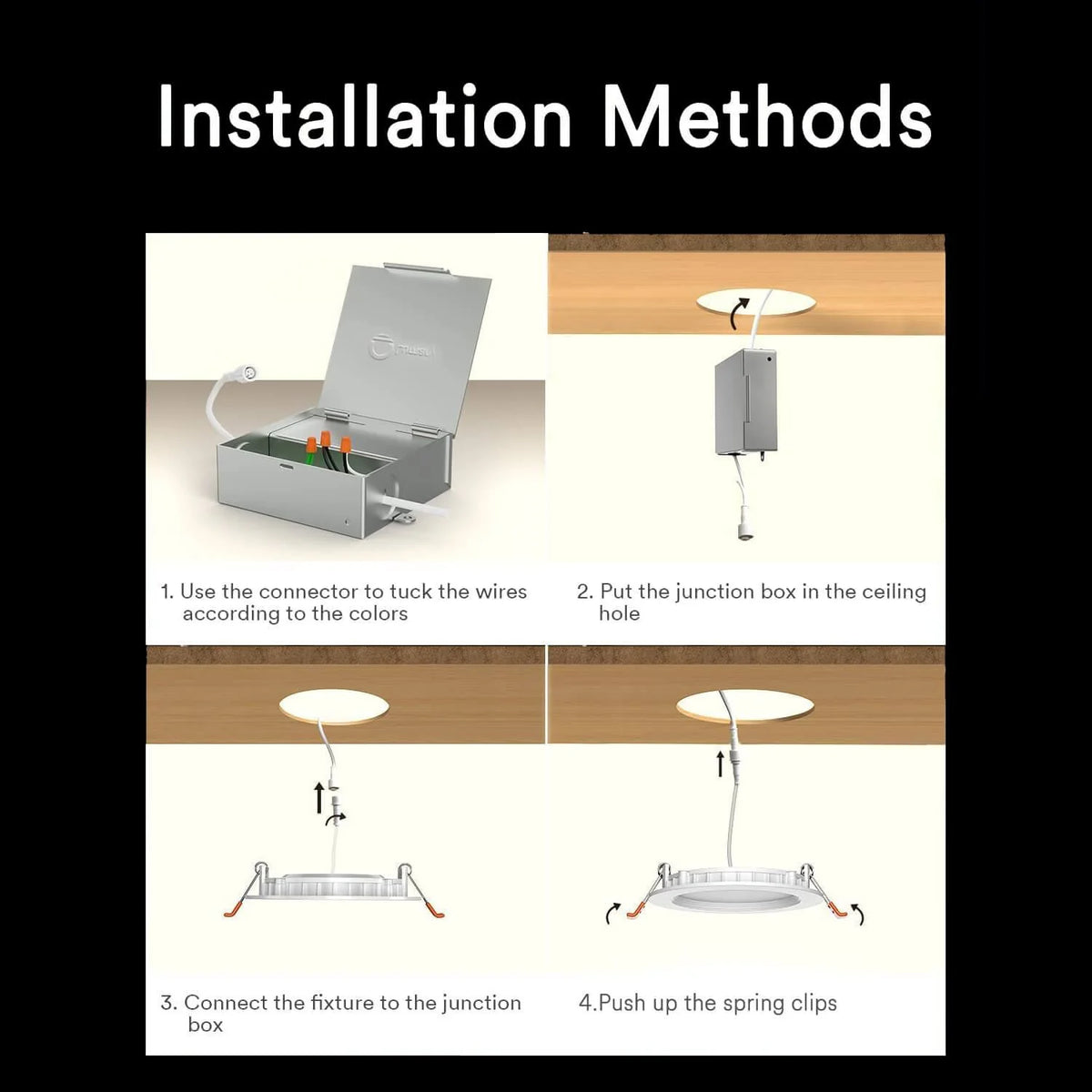 4PCs Lumary Wi-Fi Smart Ultra-Thin Baffle Trim Recessed Lighting 4inch (With Remote Cotroller)