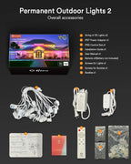 Lumary Permanent Outdoor Lights 2 with Remote, Slide-Base, 100ft with 60 RGBAI LED lights
