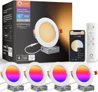 4PCs Lumary Wi-Fi Smart Ultra-Thin Baffle Trim Recessed Lighting 4inch (With Remote Cotroller)