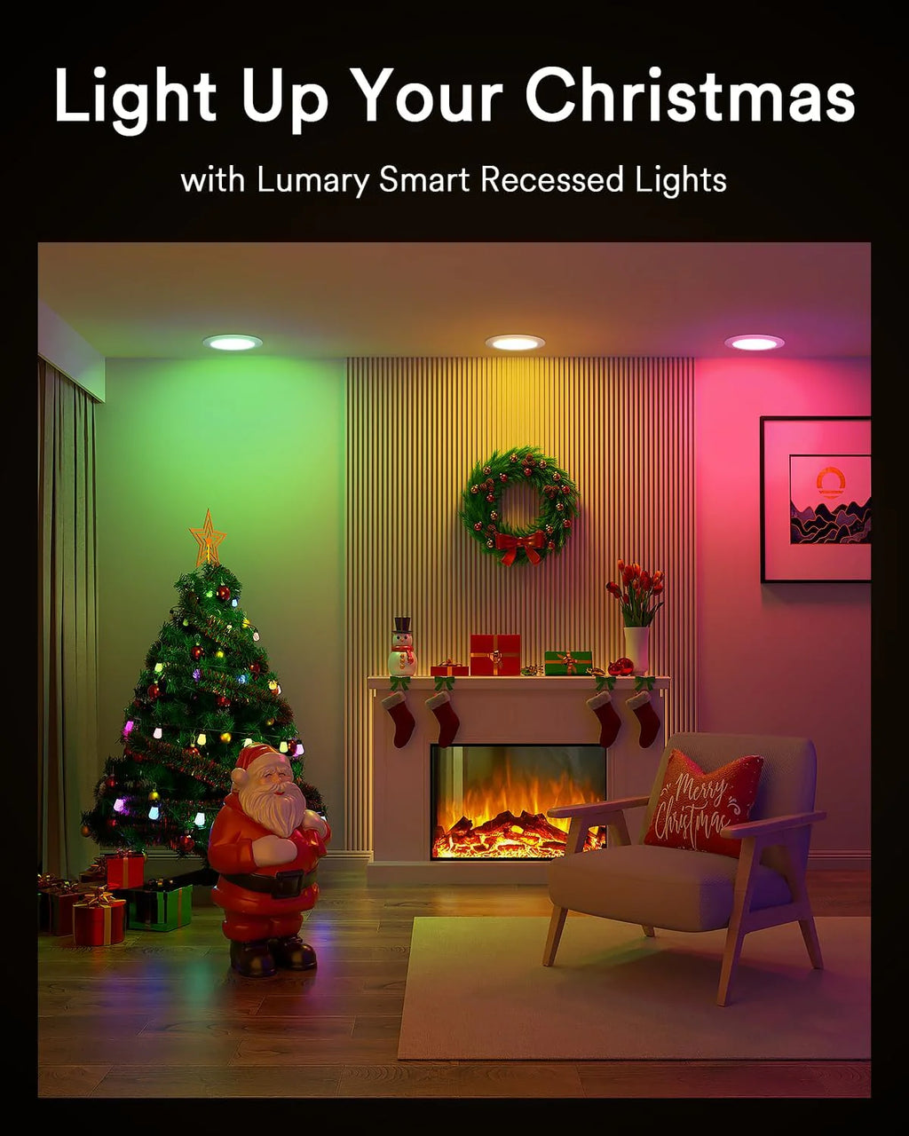 4PCS Lumary Wi-Fi Smart Ultra-thin Recessed Lighting Black 6 inch