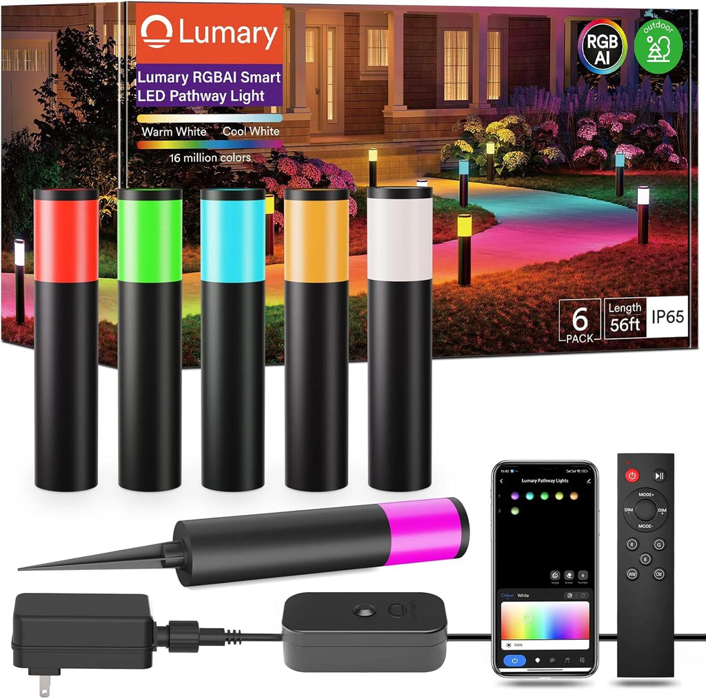 6PC Lumary RGBAI Smart WiFi Pathway Lights 62ft