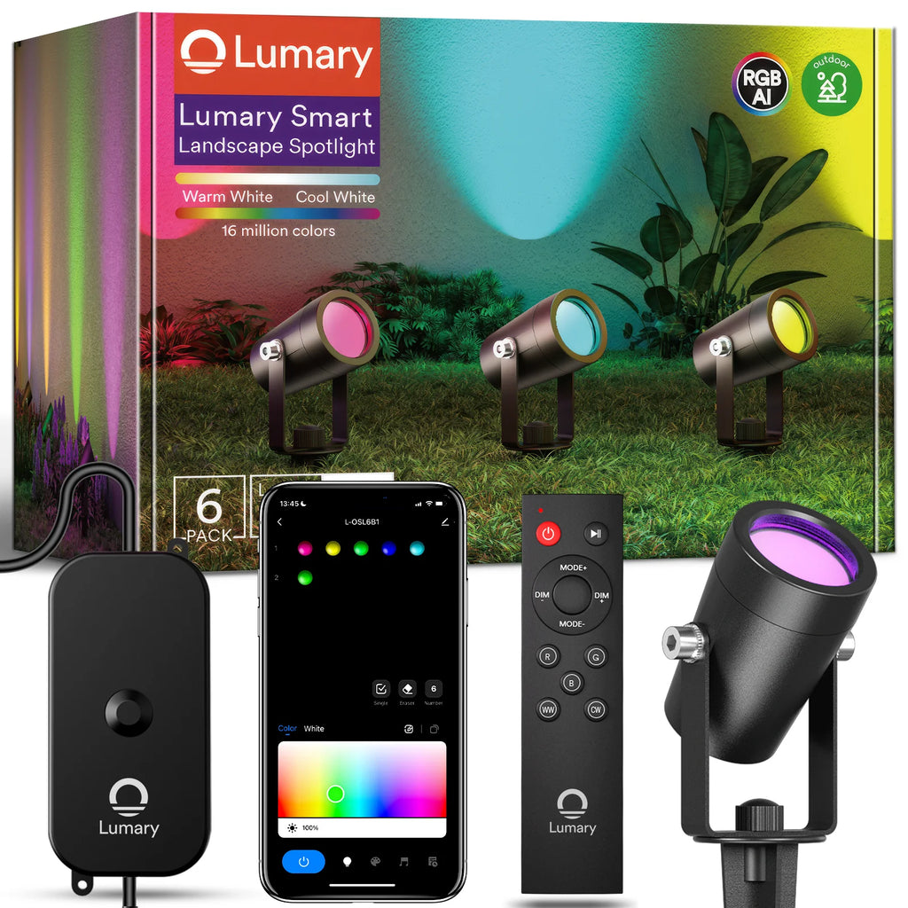 6PC Lumary Smart Outdoor Spot Lights 56ft Gen 2