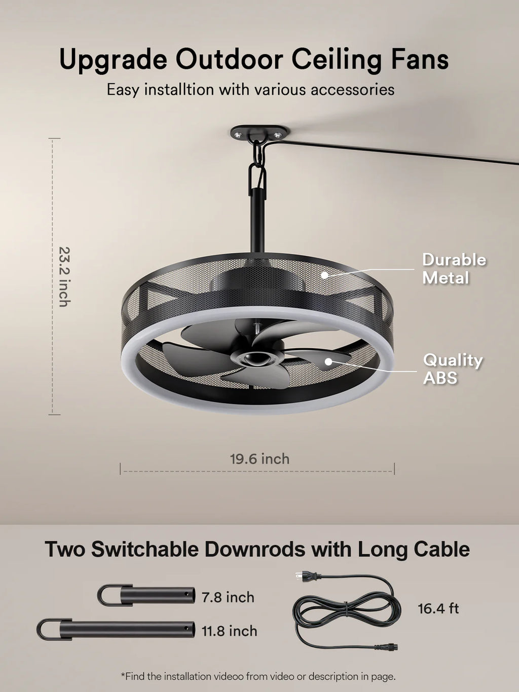 Lumary Smart Outdoor Caged Ceiling Fan with Light Pro