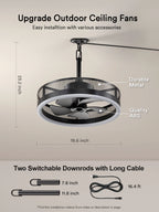 Lumary Smart Outdoor Caged Ceiling Fan with Light Pro