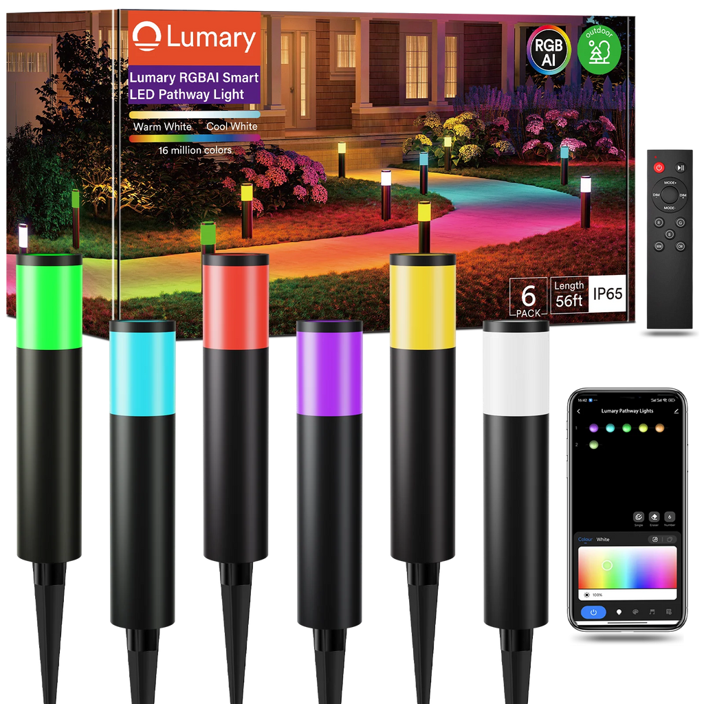 6PC Lumary RGBAI Smart WiFi Pathway Lights 62ft