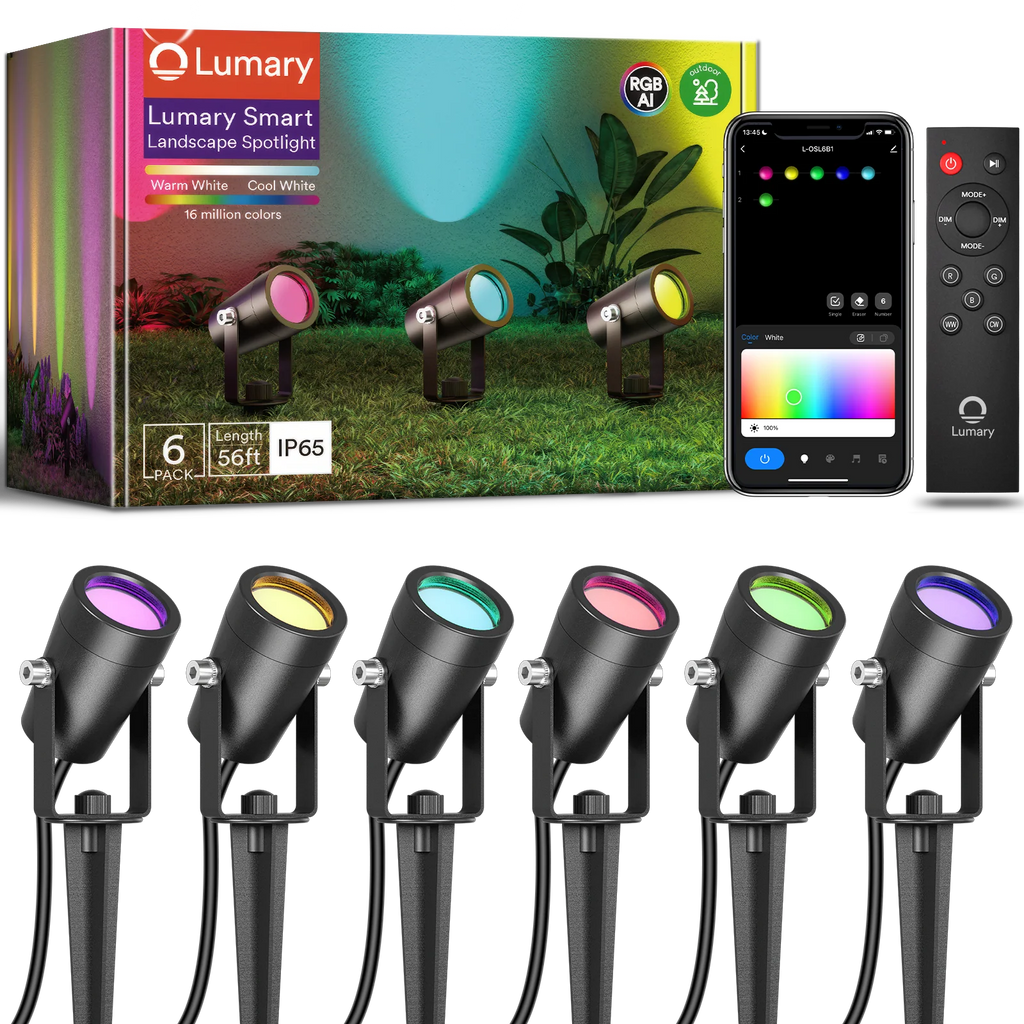 6PC Lumary Smart Outdoor Spot Lights 56ft Gen 2