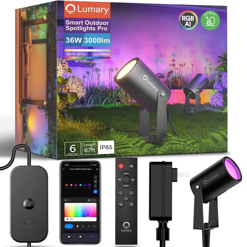 6PC Lumary Smart RGBAI Landscape Lights Pro 36W 3000LM 65ft