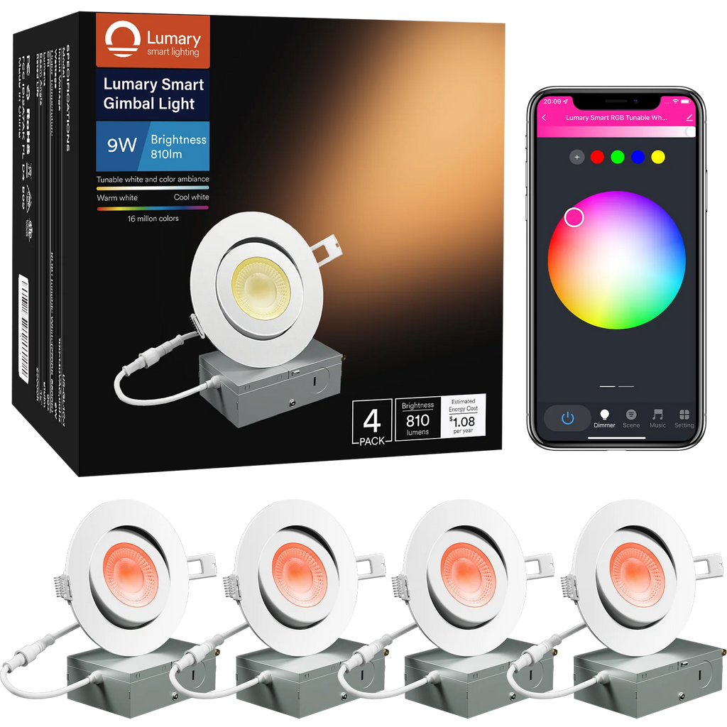 Lumary Wi-Fi Smart Gimbal Recessed Light 4 inch 9W 4PCS