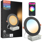 Lumary Wi-Fi Smart Ultra-thin Recessed Lighting Black 6 inch