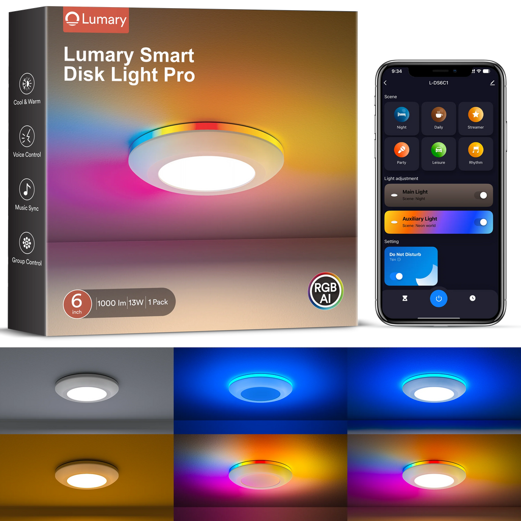 Lumary 5/6 inch Smart RGBAI Led Disk Light Pro