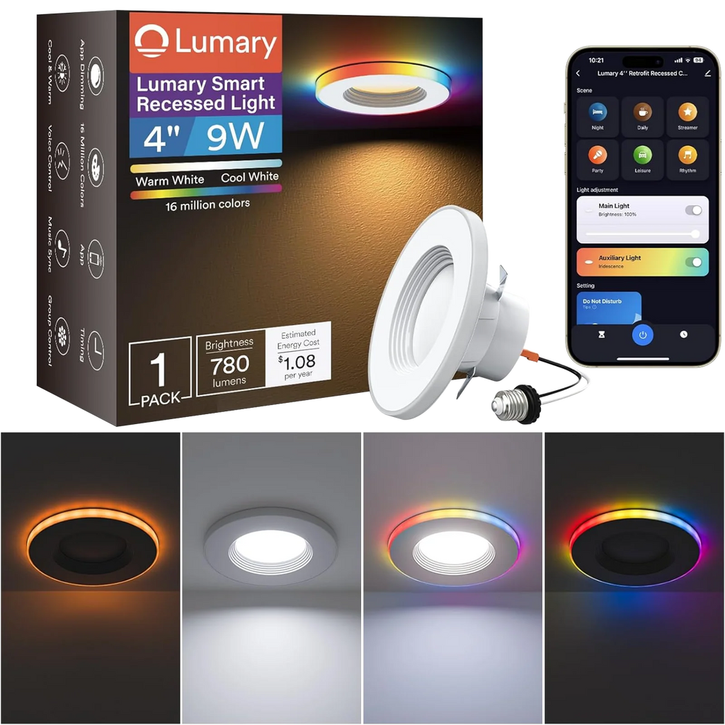Lumary Smart RGBAI Can Light with Gradient Accent Night Light 4 inch 9W 780lm