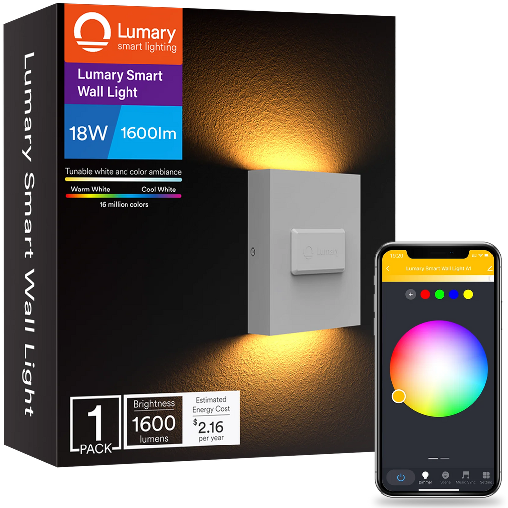 Lumary Smart Wall Sconce Light Up Down Wall Lamp Dimmable 18W 1600LM