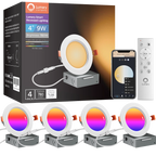 4PCs Lumary Wi-Fi Smart Ultra-Thin Baffle Trim Recessed Lighting 4inch (With Remote Cotroller)