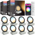 8PCS Lumary Wi-Fi Smart Ultra-thin Recessed Lighting Black 4 inch  (With Remote Controller)