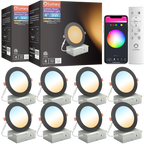 8PCS Lumary Wi-Fi Smart Ultra-thin Recessed Lighting Black 4 inch  (With Remote Controller)