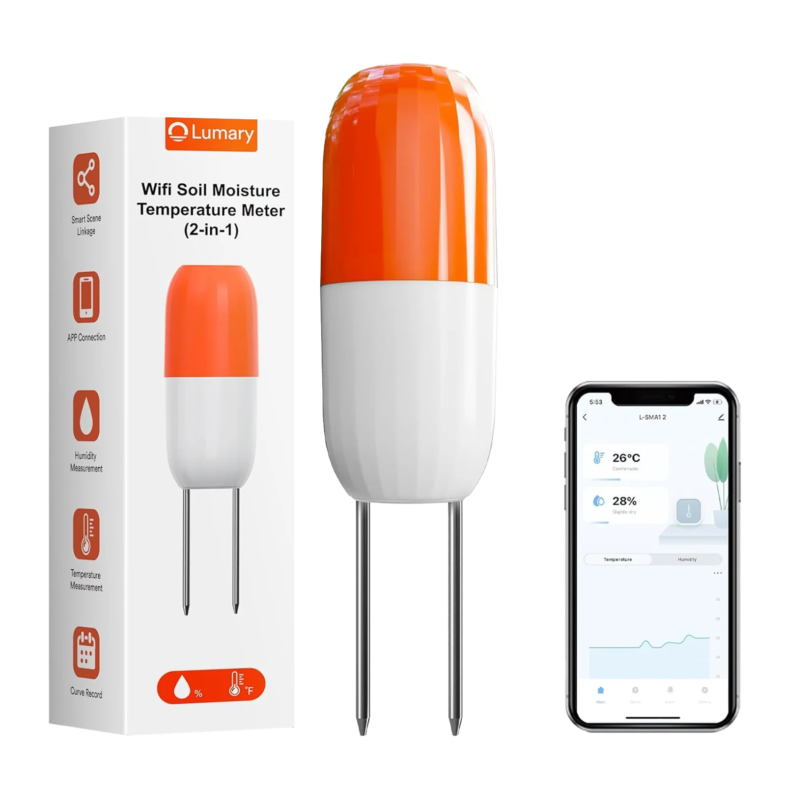 Lumary Wireless WiFi Moisture/Temperature Soil Meter