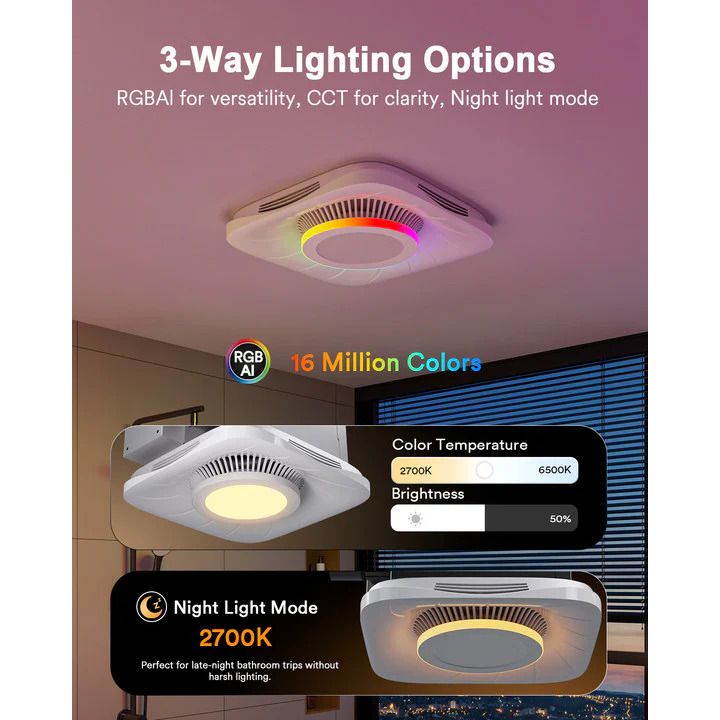 Lumary Smart WiFi Bathroom Exhaust Fan with Light