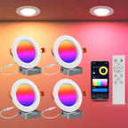 4PCs Lumary Wi-Fi Smart Ultra-Thin Baffle Trim Recessed Lighting 4inch (With Remote Cotroller)