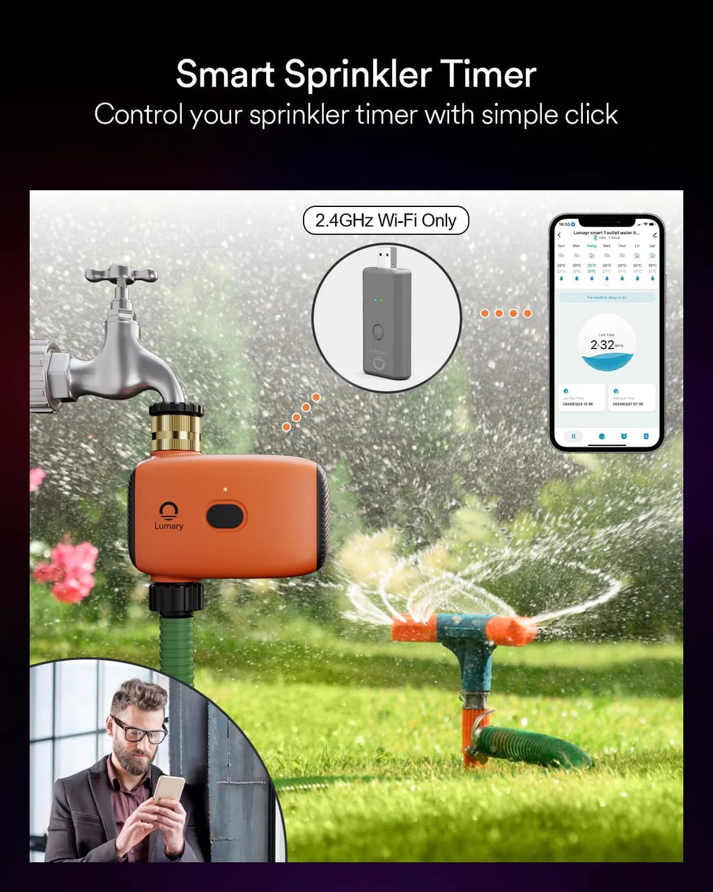 Lumary WiFi Water Timer for Garden Hose
