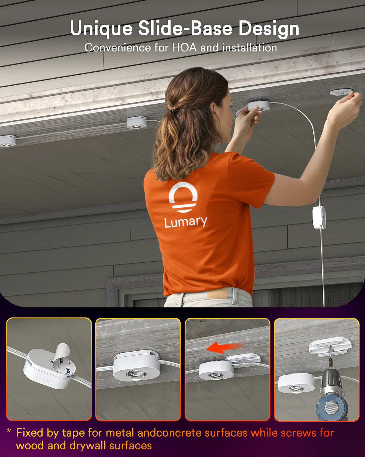 Lumary Permanent Outdoor Lights 2 with Remote, Slide-Base, 100ft with 60 RGBAI LED lights